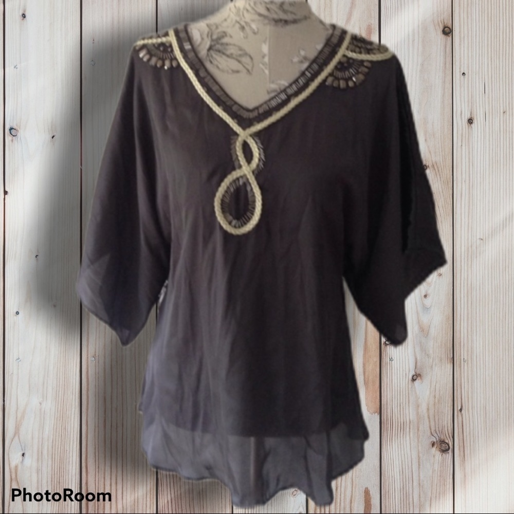 B. Tru Gray Embellished Top S